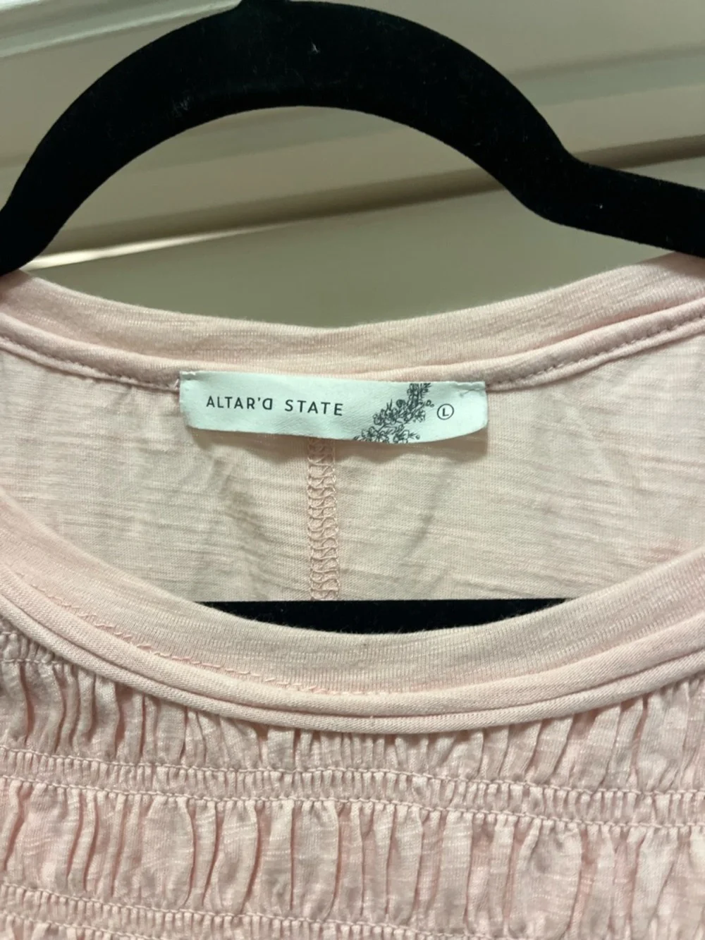 Smocked Light Pink Ruffle Hem Tee - Picture 3 of 4